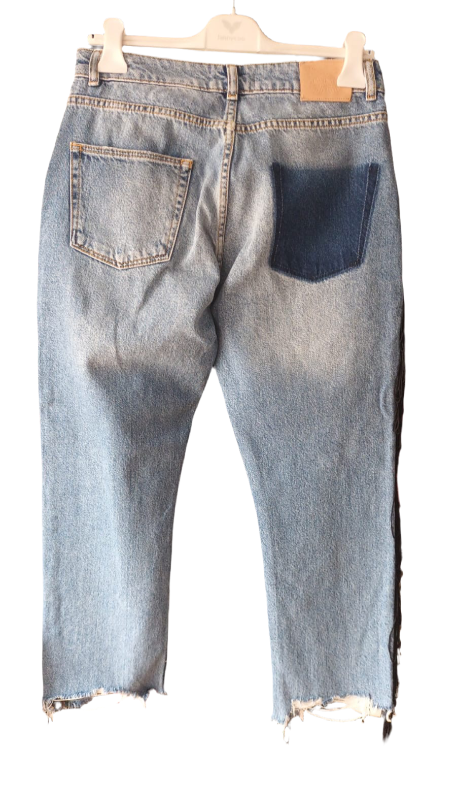 Jeans twinset con frange e fiori